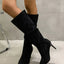 Botas Elegantes de Tacón Alto con Pliegues y Sin Cierre