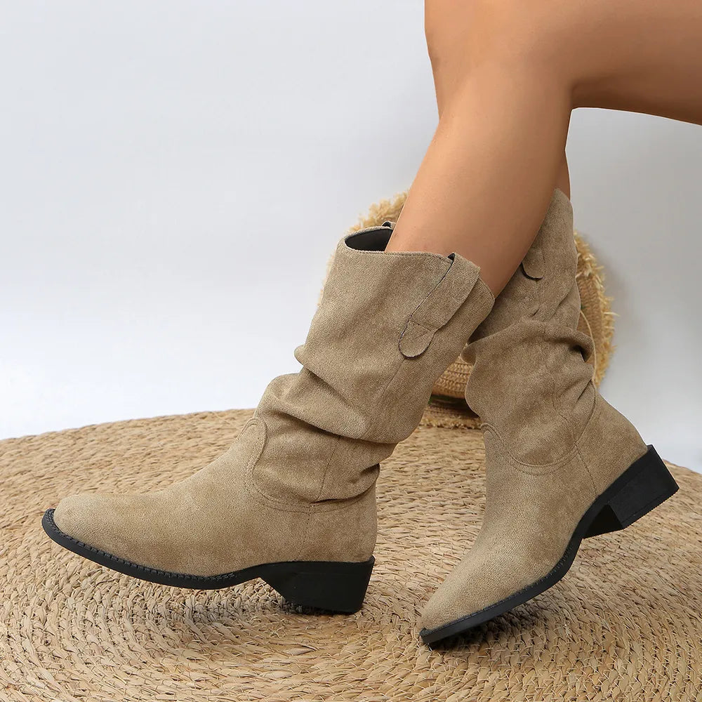 Pleated Pull-On Western Cowboy Boots - Korvel