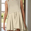 Pleated Round Neck Sleeveless Mini Dress - Korvel