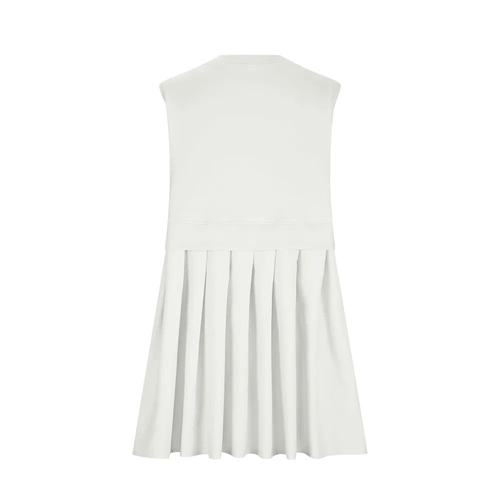 Pleated Round Neck Sleeveless Mini Dress - Korvel