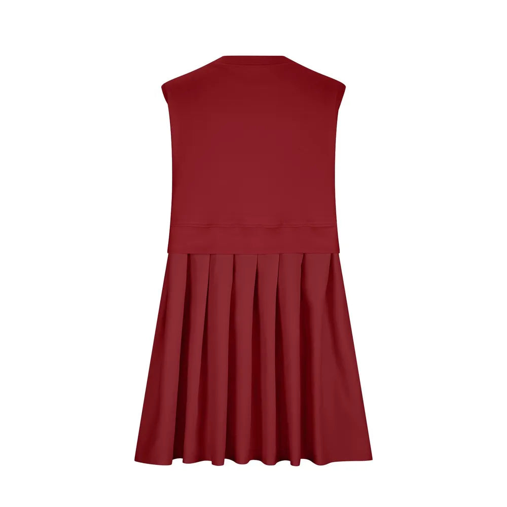 Pleated Round Neck Sleeveless Mini Dress - Korvel