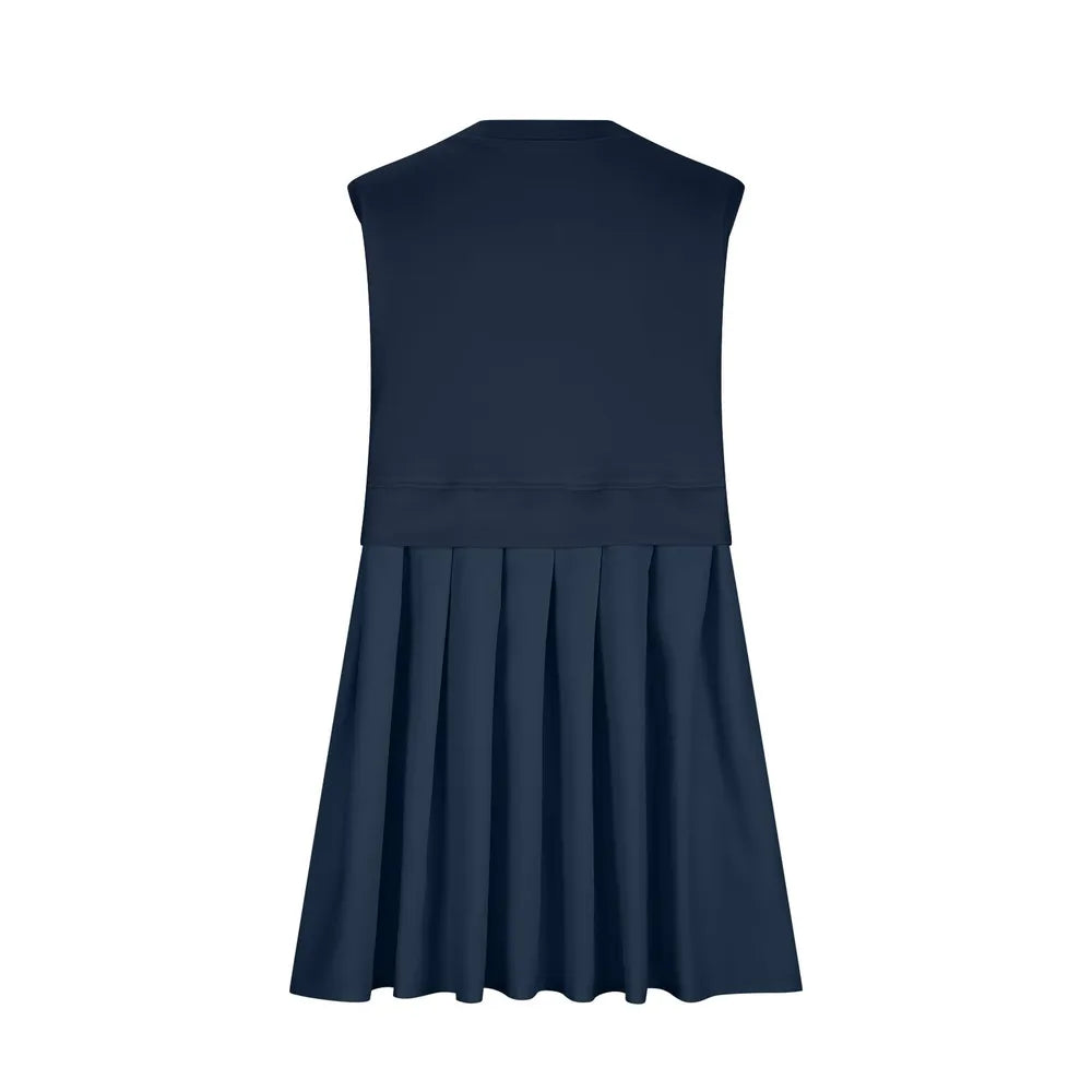 Pleated Round Neck Sleeveless Mini Dress - Korvel