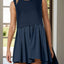 Pleated Round Neck Sleeveless Mini Dress - Korvel