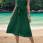 Pleated Single Shoulder Tie Waist Midi Dress