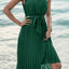 Pleated Single Shoulder Tie Waist Midi Dress