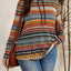 Plus Size Drawstring Printed Mock Neck Long Sleeve Top