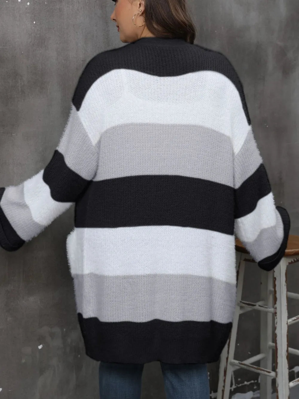 Plus Size Open Front Long Sleeve Cardigan - Korvel