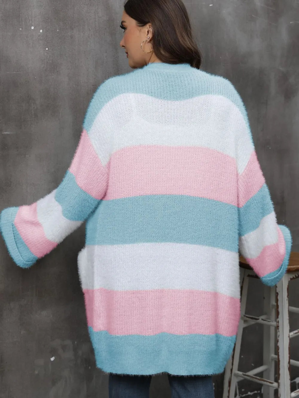 Plus Size Open Front Long Sleeve Cardigan - Korvel