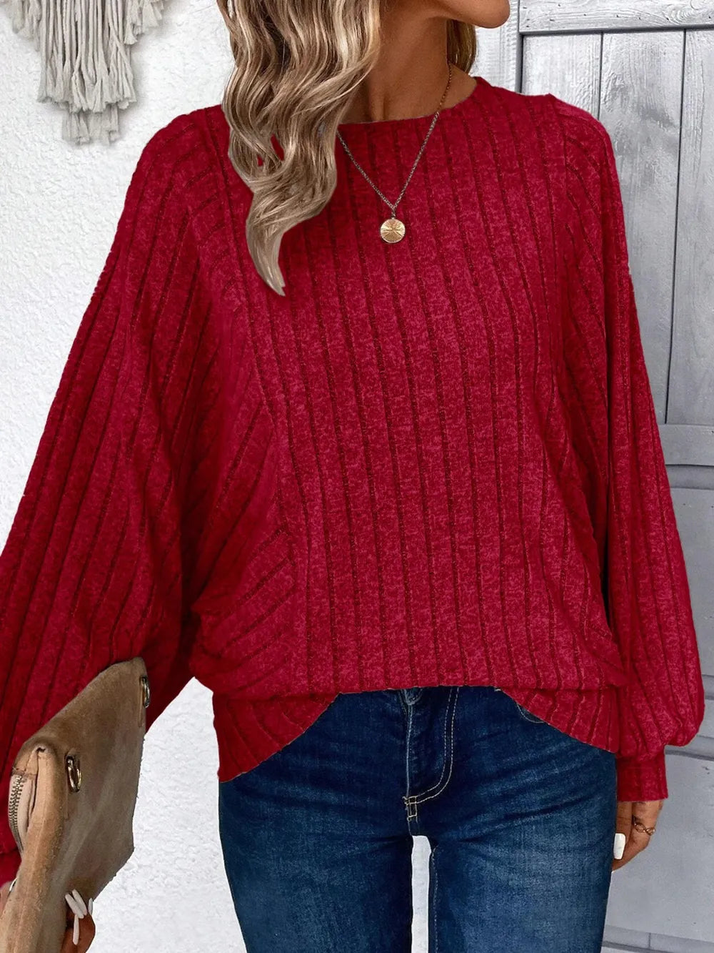 Plus Size Round Neck Batwing Sleeve T-Shirt - Korvel