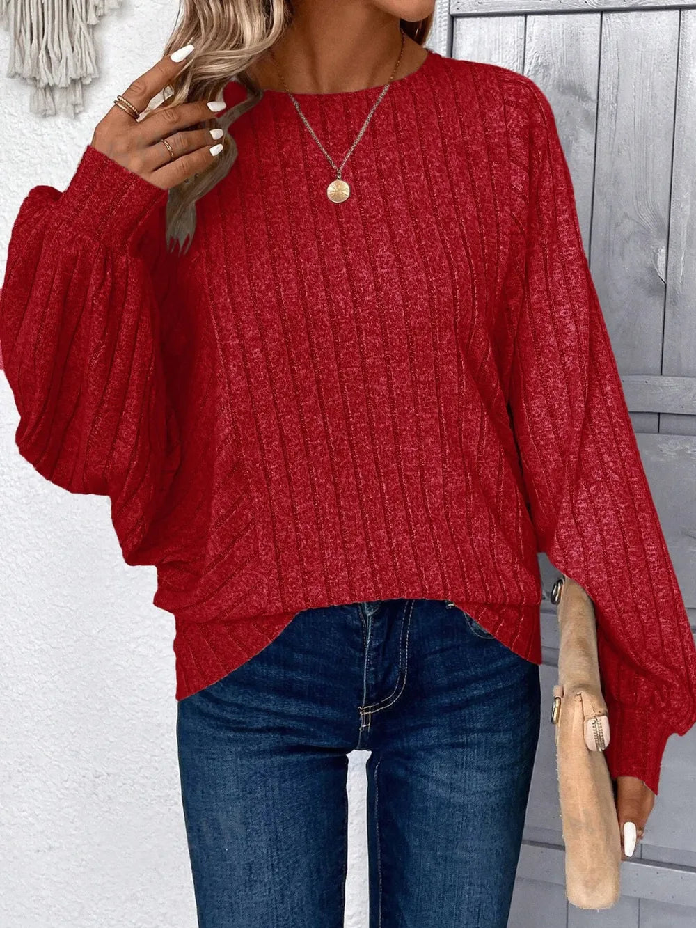 Plus Size Round Neck Batwing Sleeve T-Shirt - Korvel