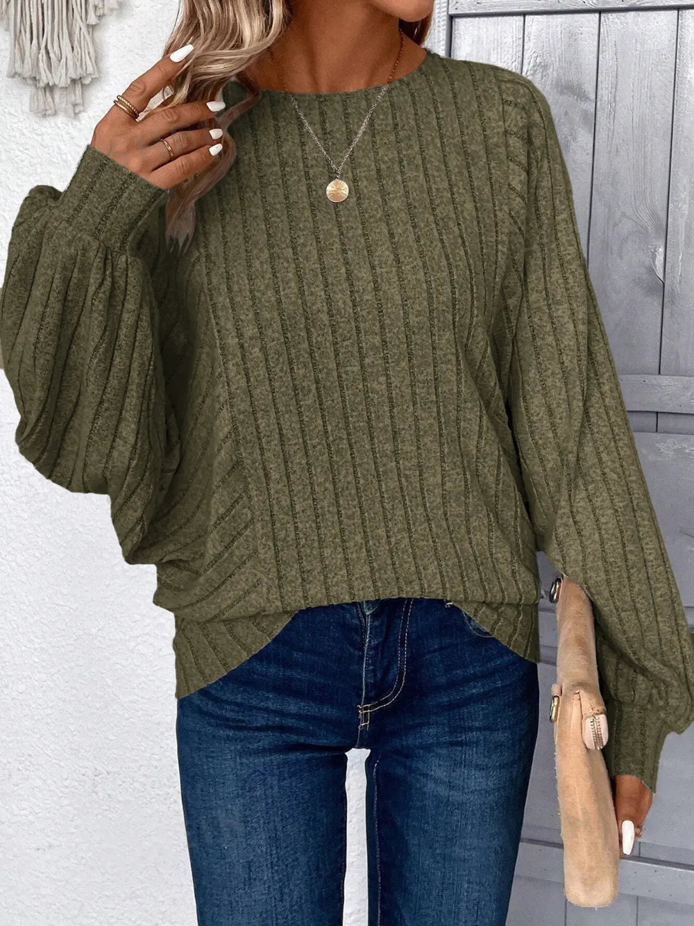 Plus Size Round Neck Batwing Sleeve T-Shirt - Korvel
