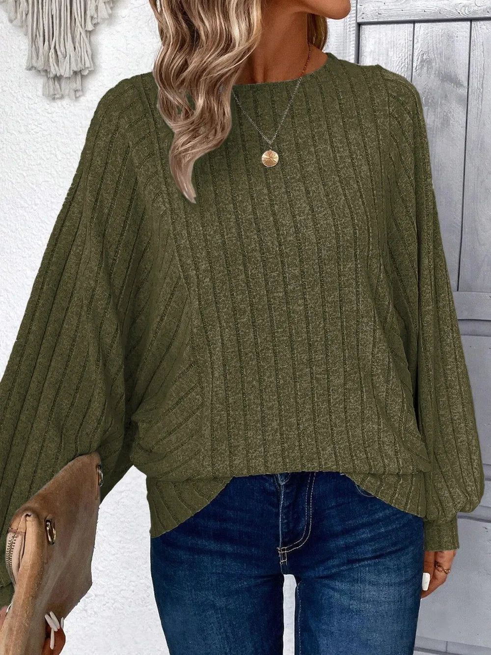 Plus Size Round Neck Batwing Sleeve T-Shirt - Korvel