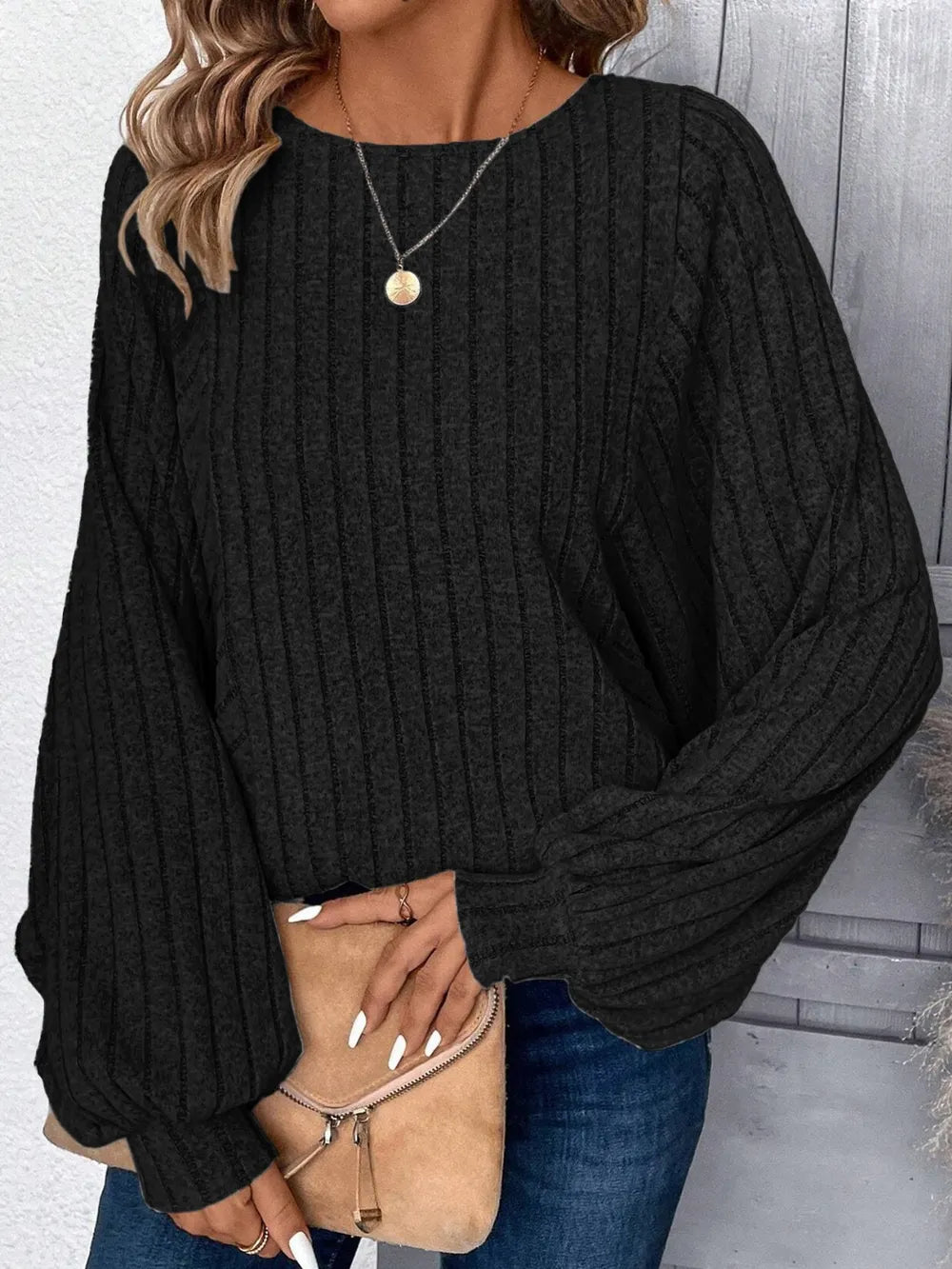 Plus Size Round Neck Batwing Sleeve T-Shirt - Korvel