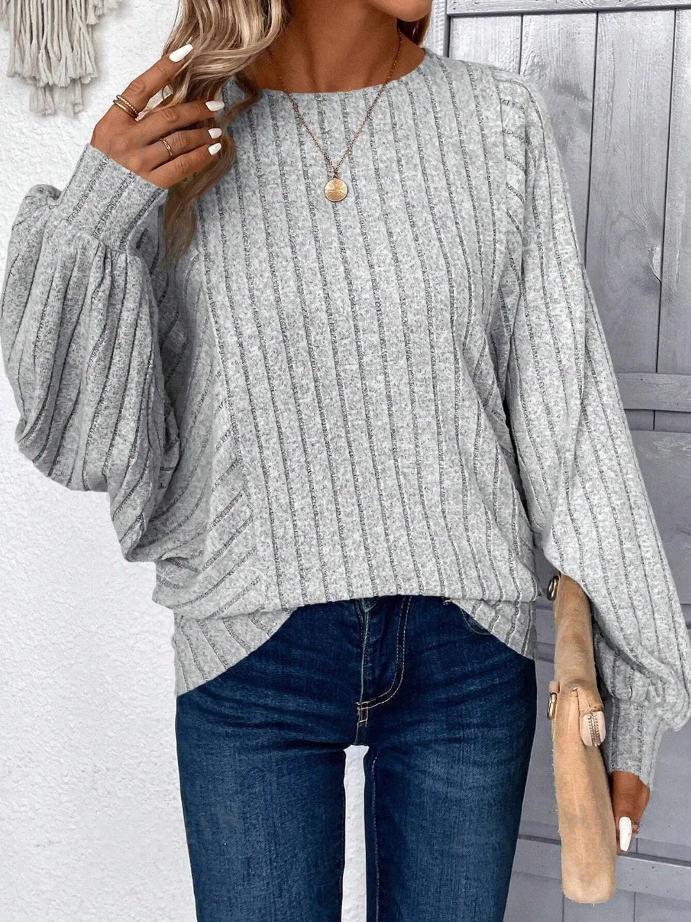 Plus Size Round Neck Batwing Sleeve T-Shirt - Korvel