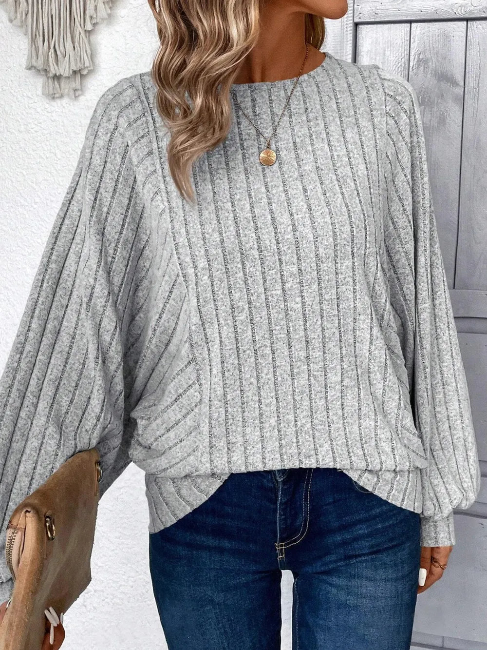 Plus Size Round Neck Batwing Sleeve T-Shirt - Korvel