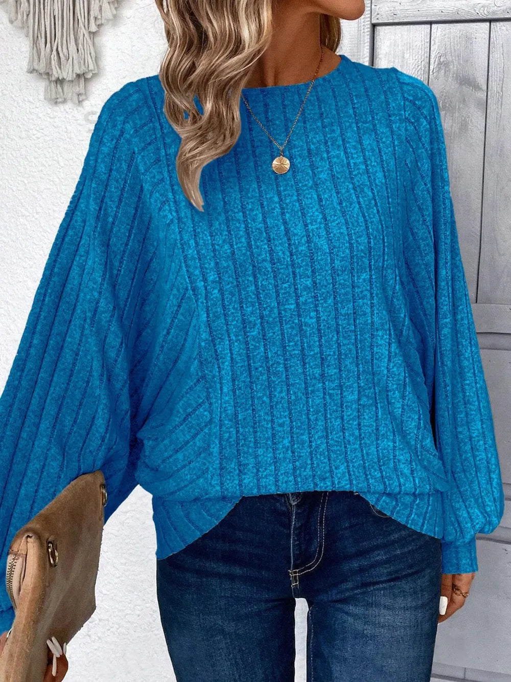 Plus Size Round Neck Batwing Sleeve T-Shirt - Korvel