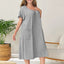 Plus Size Round Neck Short Sleeve Lounge Dress - Korvel