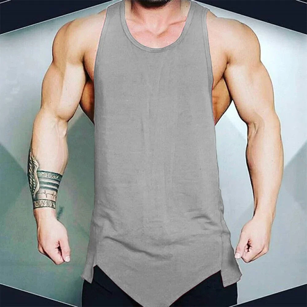 Camiseta sin mangas de gimnasio atlético para hombres - Chaleco sólido