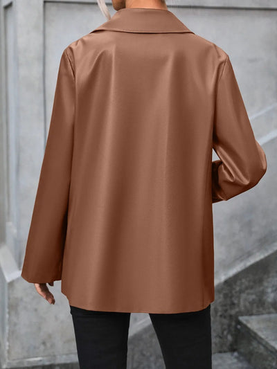 Pocketed Button Up Collared Neck Blazer - Korvel