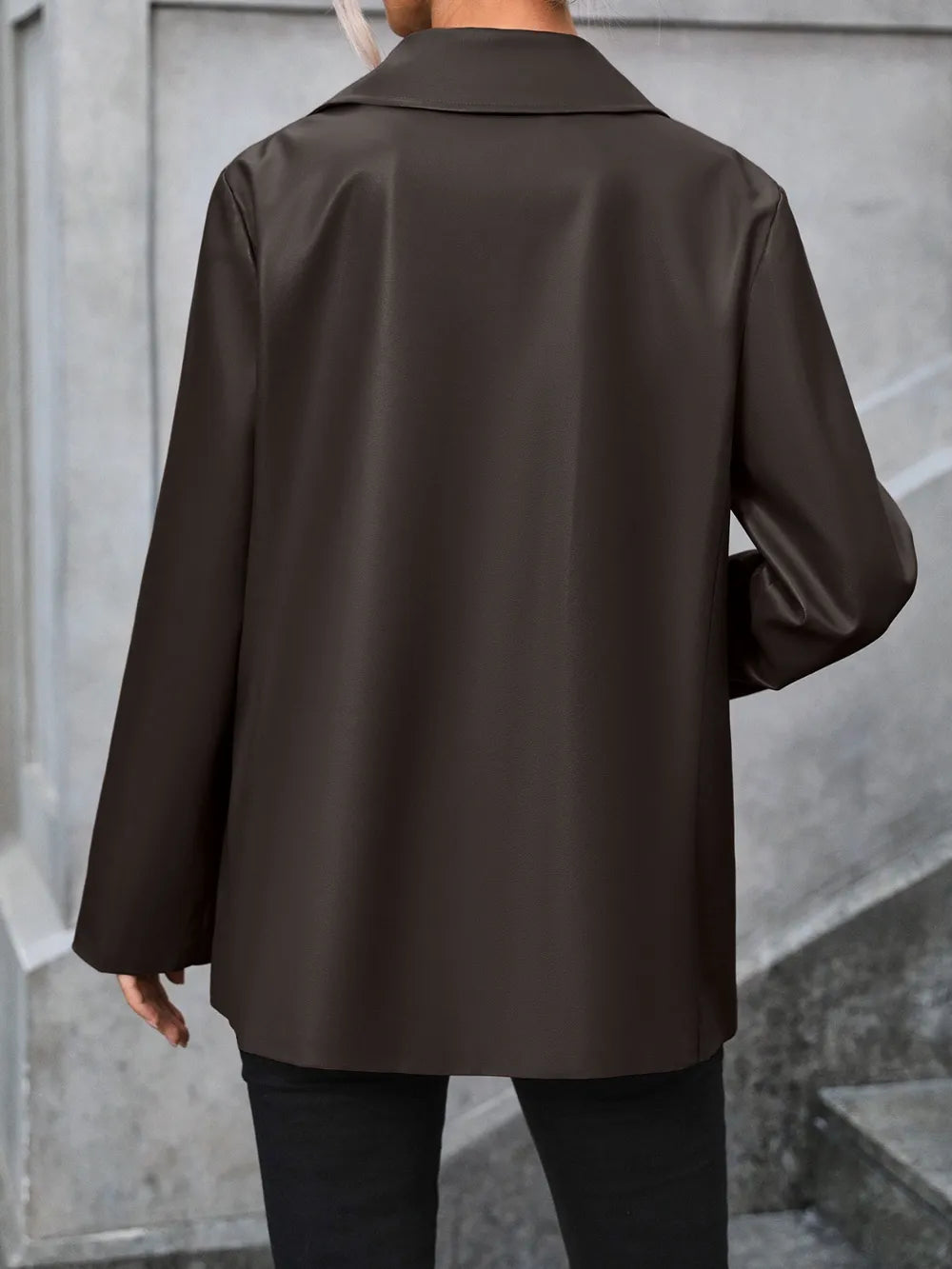 Pocketed Button Up Collared Neck Blazer - Korvel