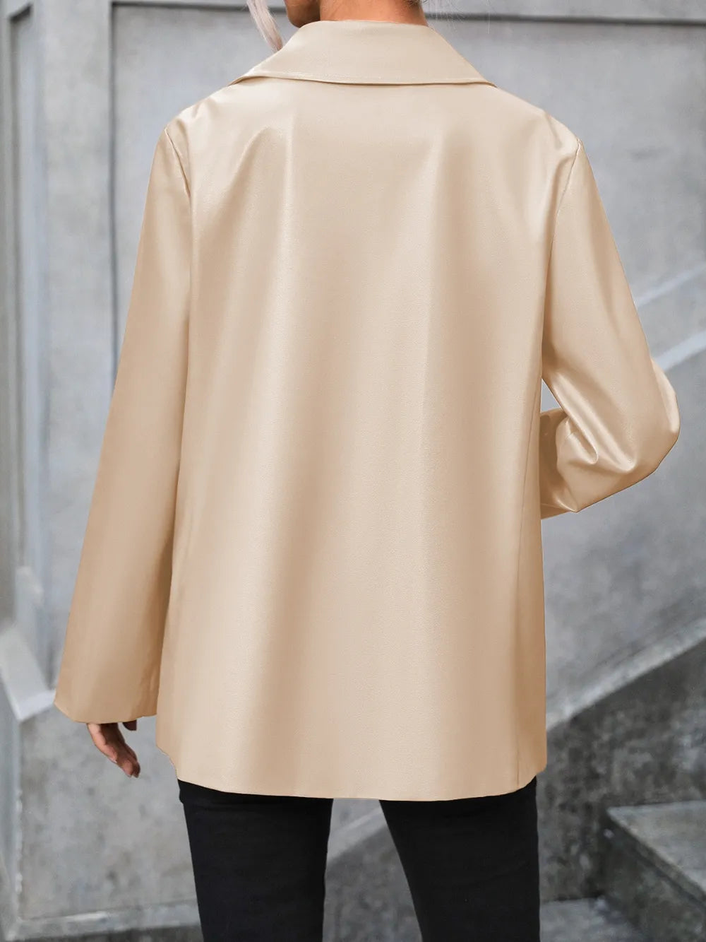 Pocketed Button Up Collared Neck Blazer - Korvel
