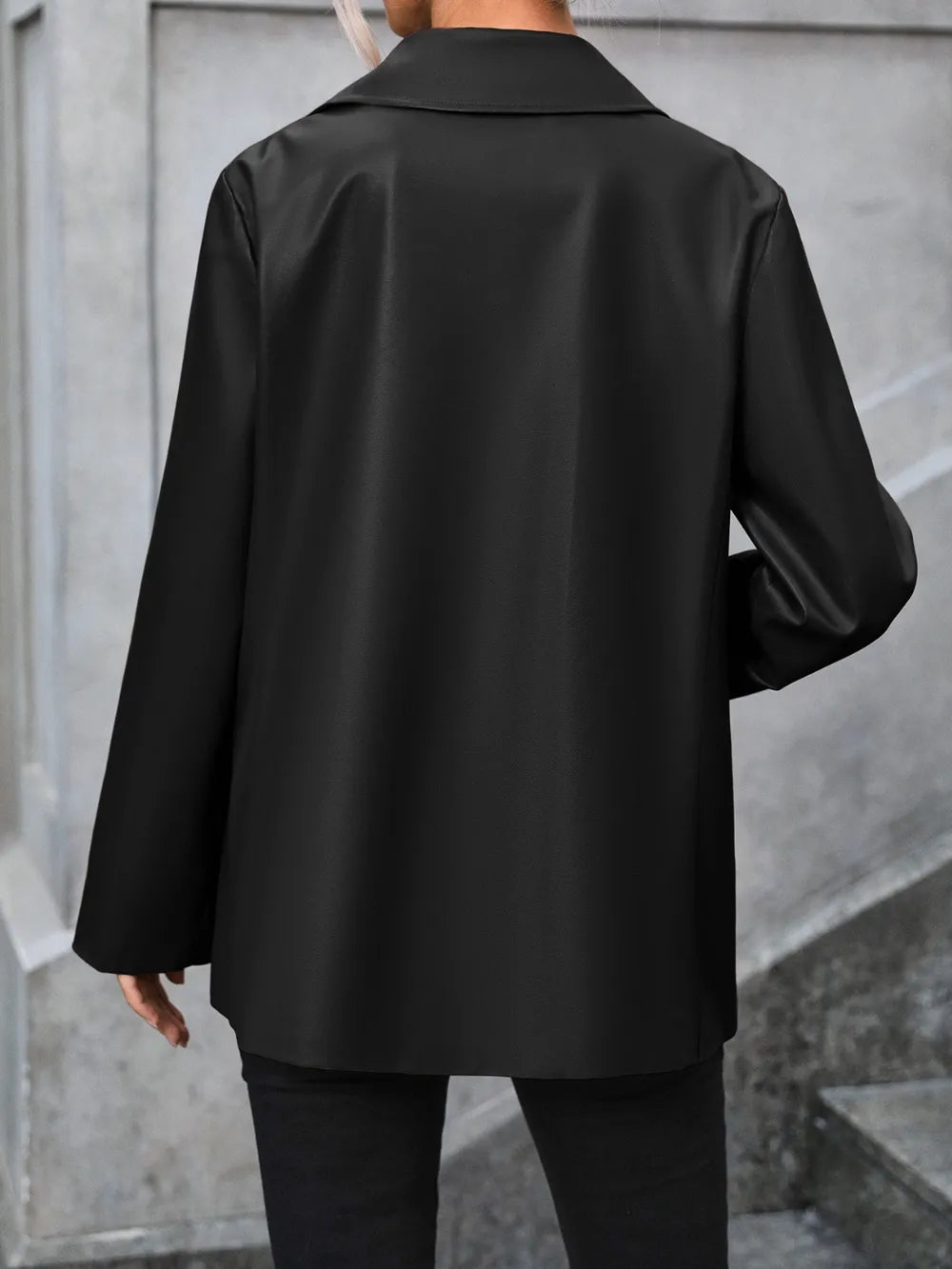 Pocketed Button Up Collared Neck Blazer - Korvel