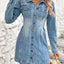 Robe en denim à manches longues avec poches et boutons