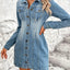 Robe en denim à manches longues avec poches et boutons