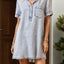 Pocketed Collared Neck Short Sleeve Denim Dress - Korvel