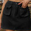Pocketed Elastic Waist Denim Skirt