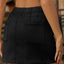 Pocketed Elastic Waist Denim Skirt