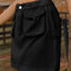 Pocketed Elastic Waist Denim Skirt