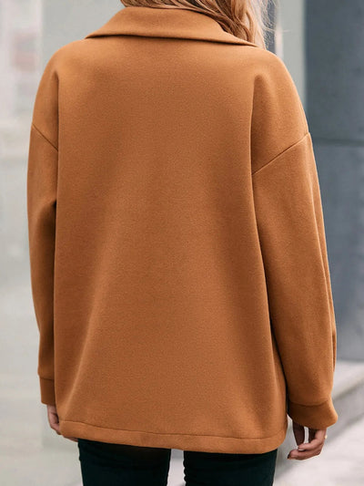 Pocketed Snap Down Dropped Shoulder Jacket - Korvel
