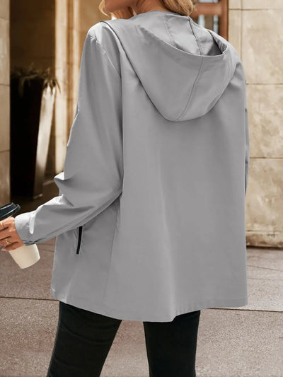 Pocketed Zip Up Hooded Jacket - Korvel