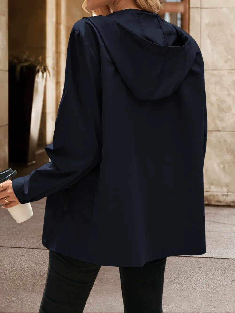 Pocketed Zip Up Hooded Jacket - Korvel