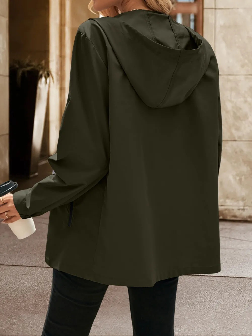 Pocketed Zip Up Hooded Jacket - Korvel