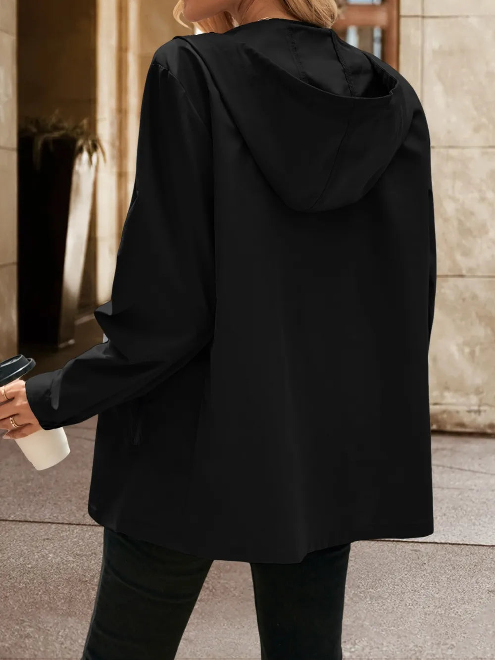 Pocketed Zip Up Hooded Jacket - Korvel