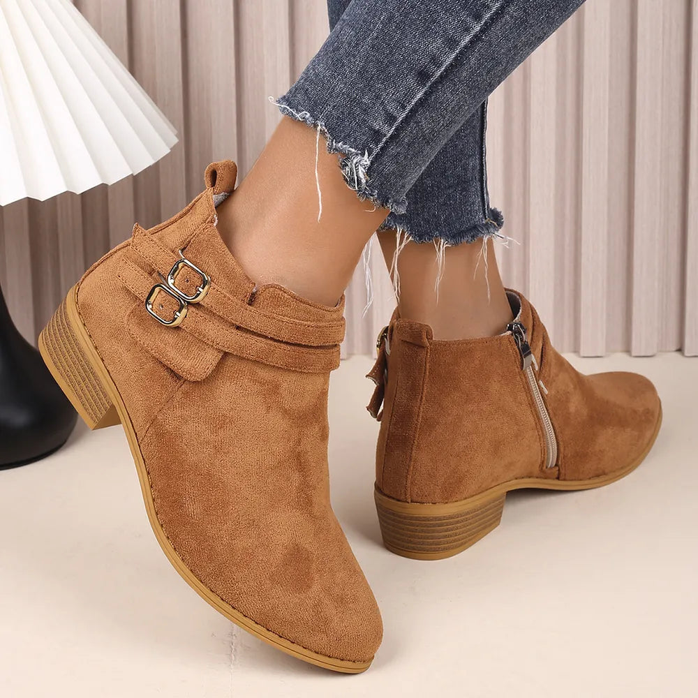 Point Toe Block Heel Boots - Korvel