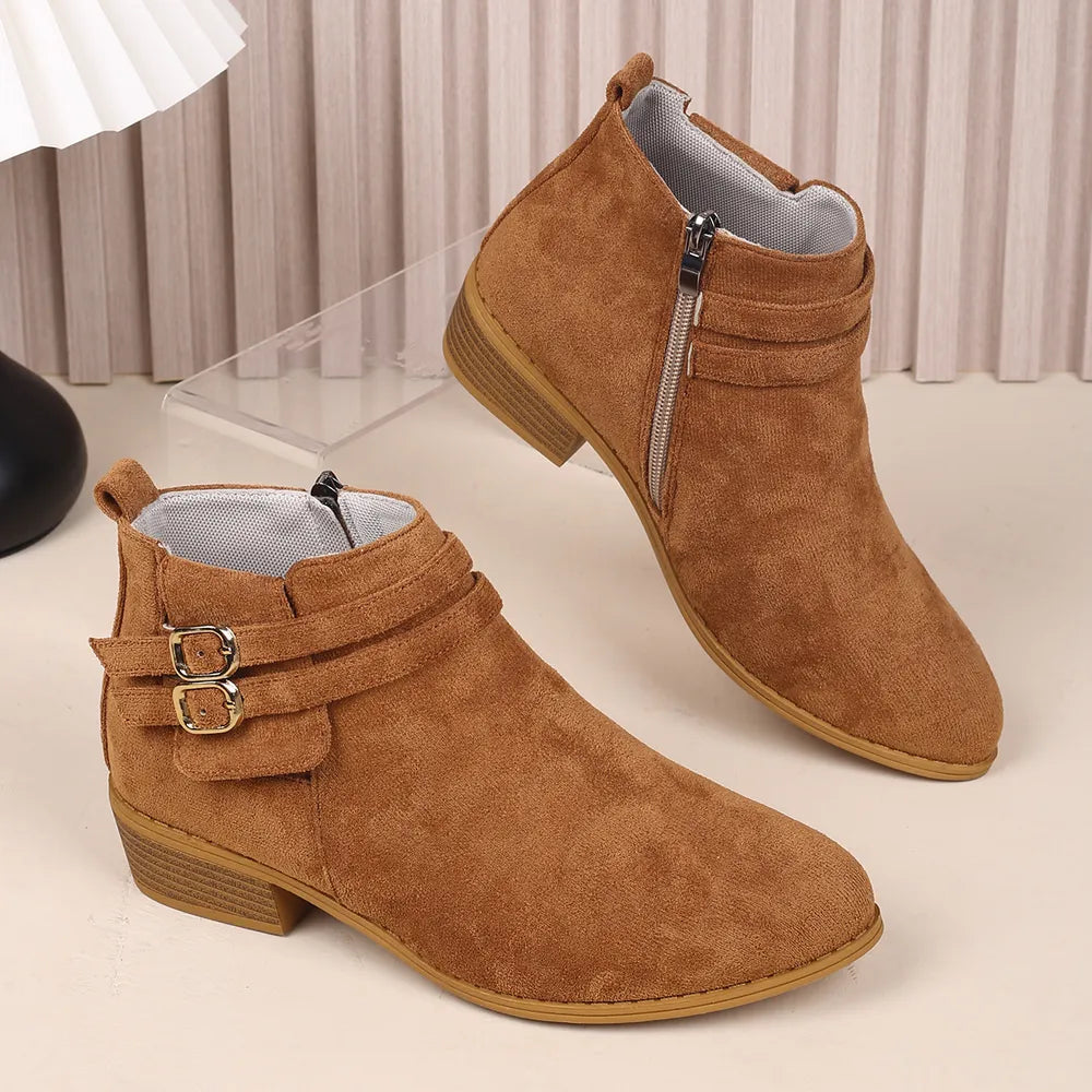 Point Toe Block Heel Boots - Korvel