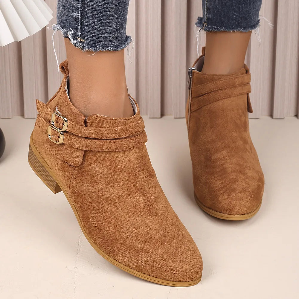 Point Toe Block Heel Boots - Korvel