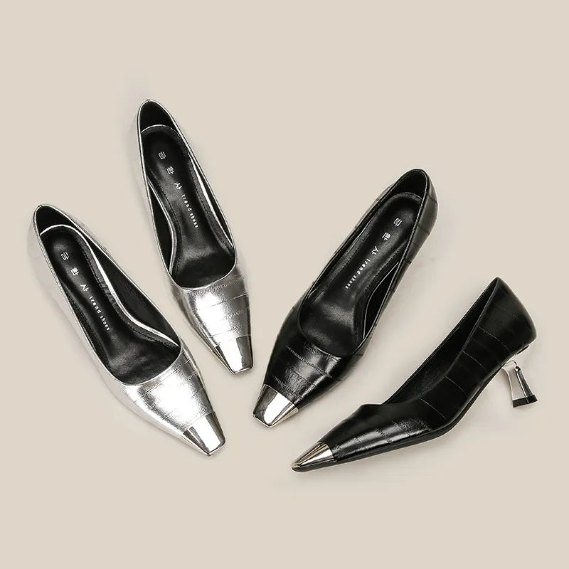 Elegant Point Toe Flare Heel Pumps