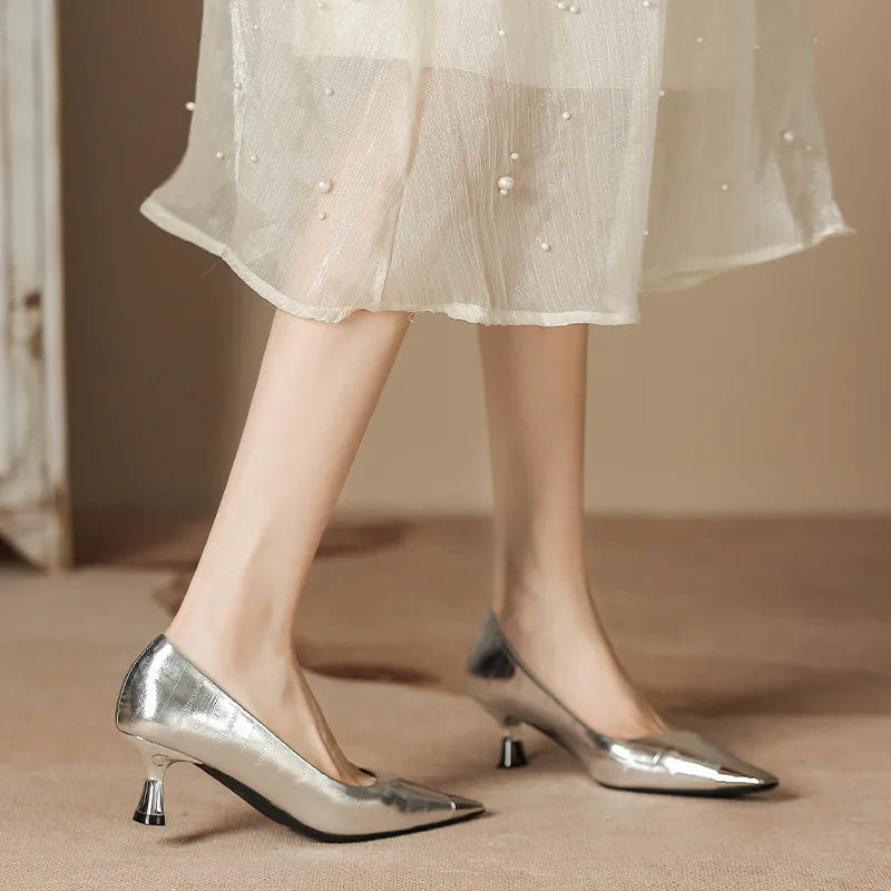Elegant Point Toe Flare Heel Pumps