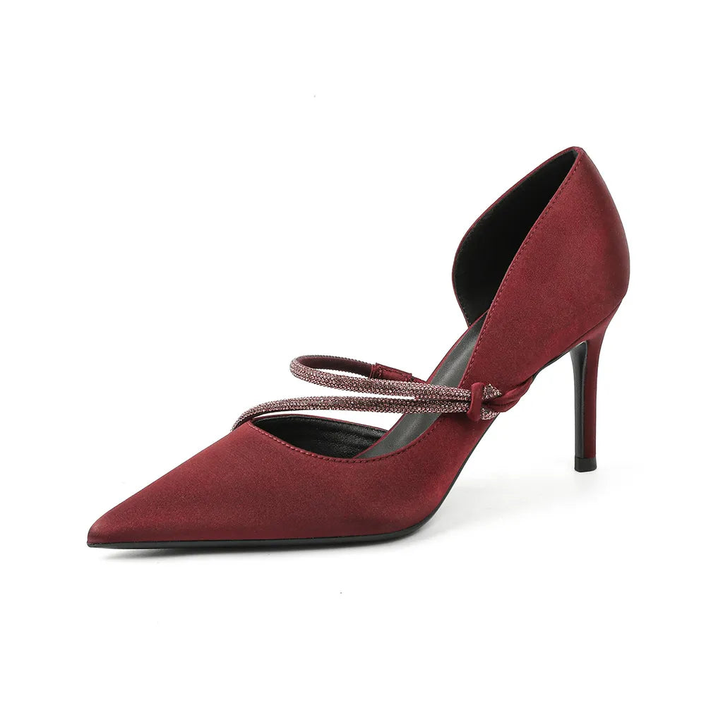 Point Toe Rhinestone High Heel Pumps - Korvel