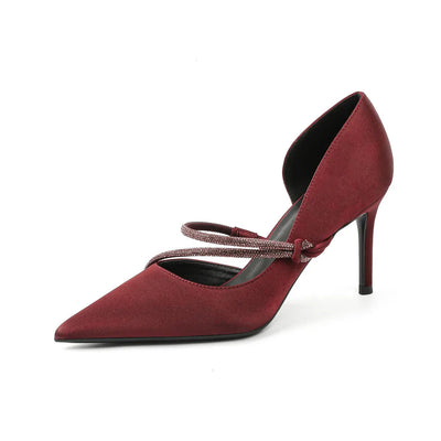 Point Toe Rhinestone High Heel Pumps - Korvel