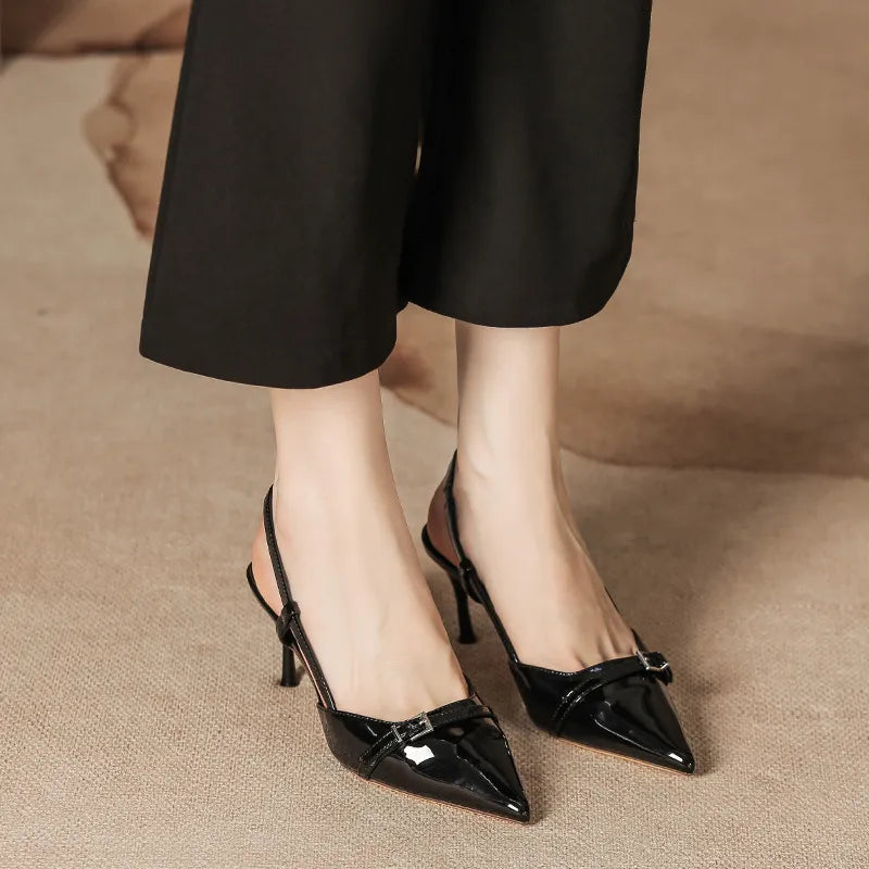 Elegant Pointed Toe Slingback Pumps