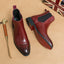 Pointed Toe Men's High Top Leather Boots with Red Soles