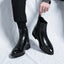Pointed Toe Men's High Top Leather Boots with Red Soles