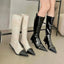 Pointed Toe Women Knee High Boots Black White Sock Booties Thin Mid Heels   New Arrivals Ladies Party Pumps Dress Shoes Woman - Korvel