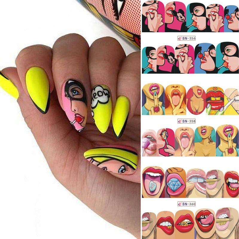 Pop Art Nail Stickers - Creative Comic Designs for Manicures