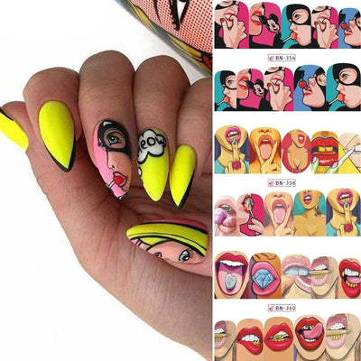 Pegatinas de Uñas Pop Art - Diseños Creativos de Cómic para Manicuras